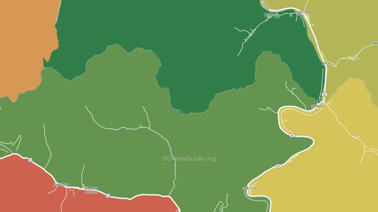 Sharon Heights, WV Map of Theft Rates