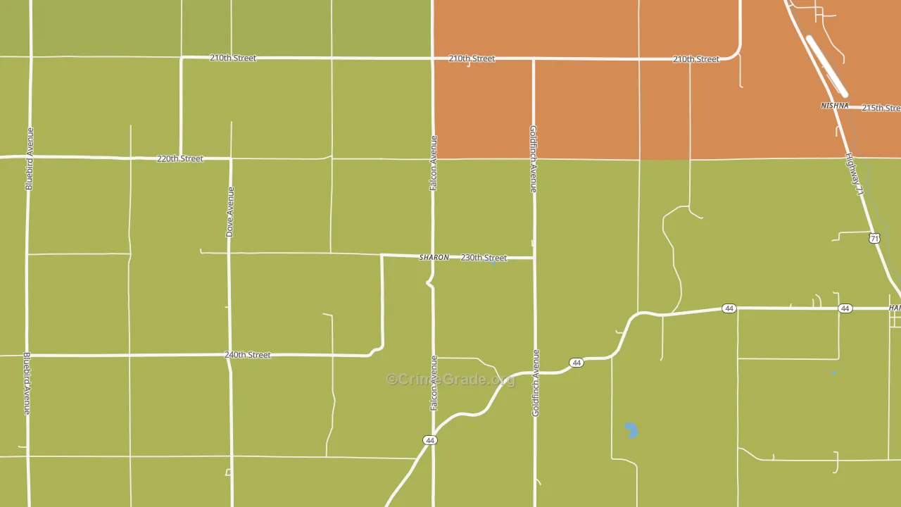 Sharon, IA Map of Theft Rates