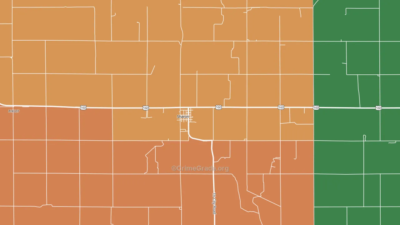 Sharon, KS Map of Theft Rates