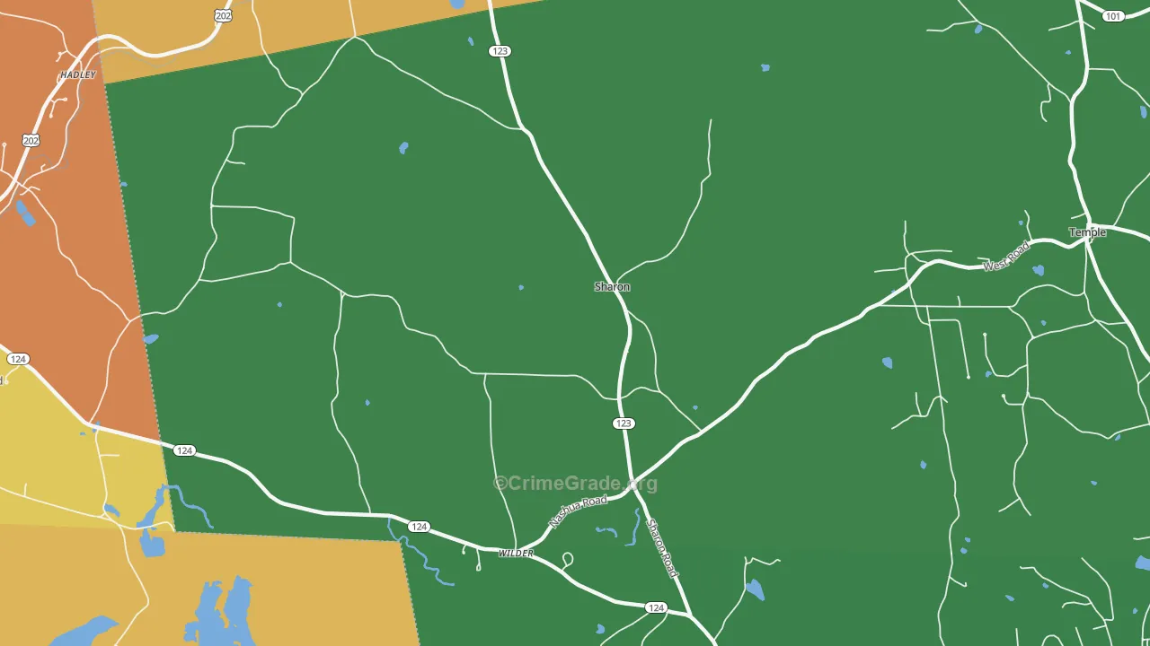 Sharon, NH Map of Theft Rates