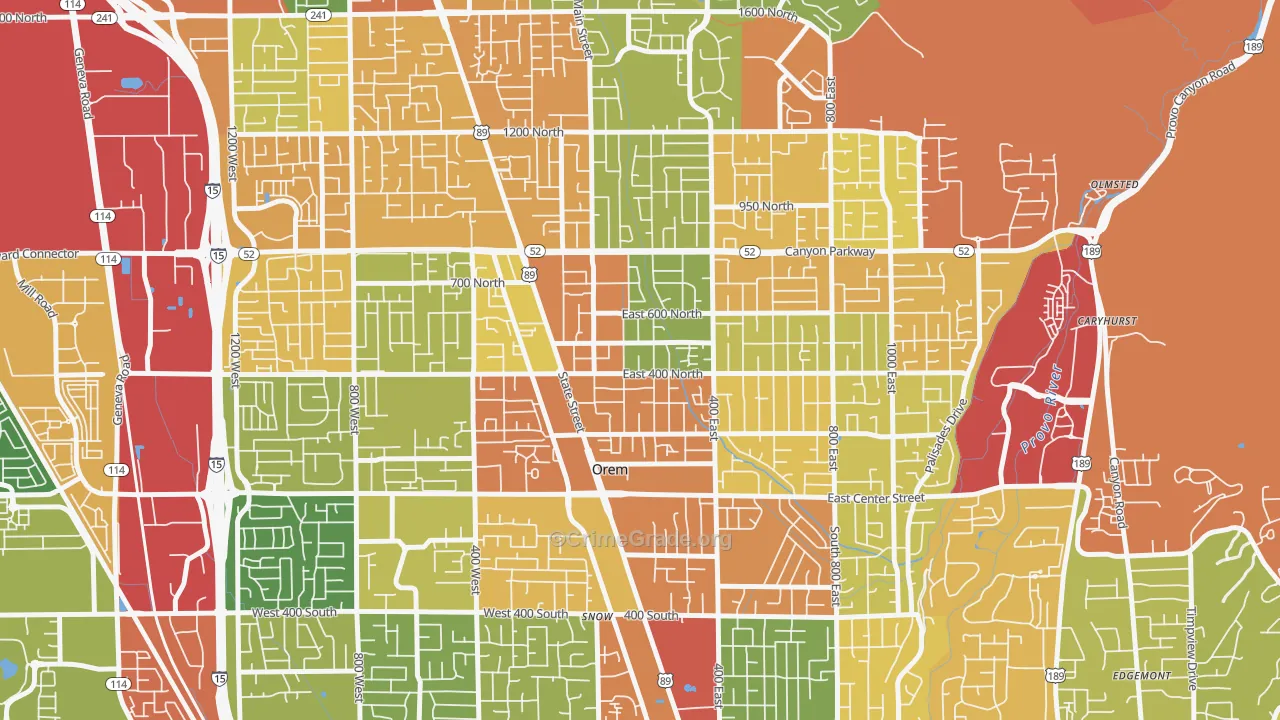 Sharon, Orem, UT Map of Theft Rates