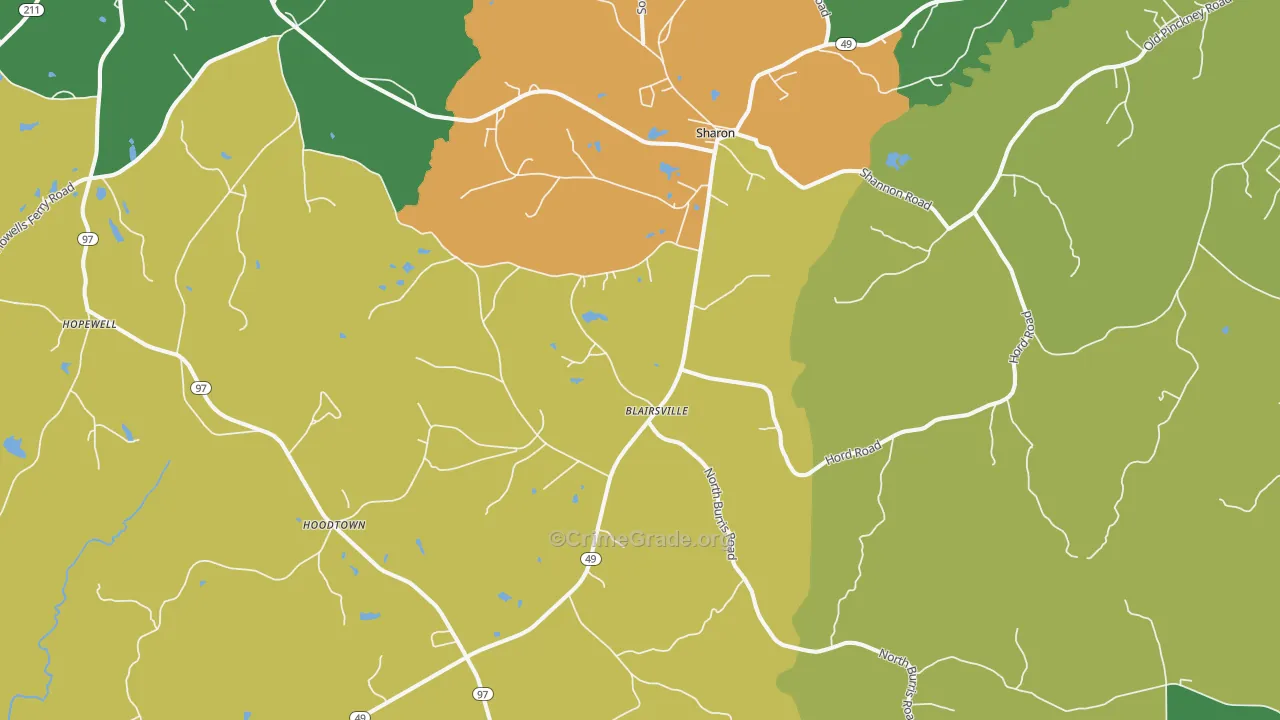 Sharon, SC Map of Theft Rates