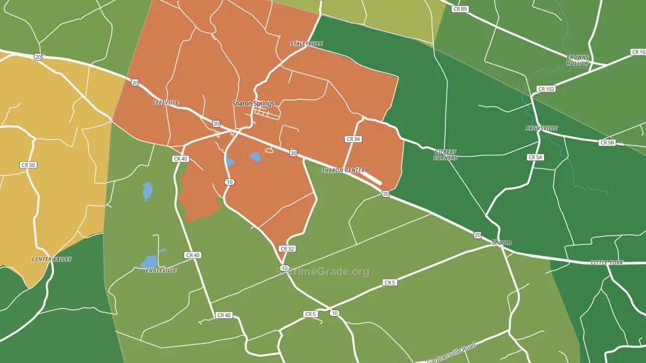Sharon Springs, NY Map of Theft Rates