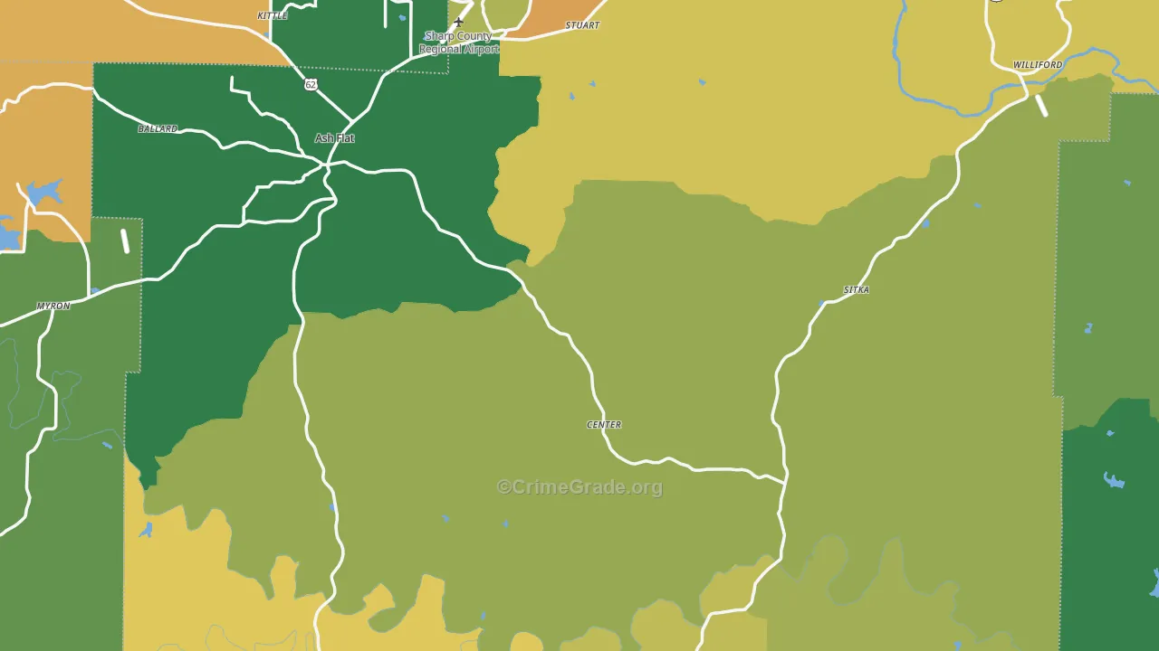 Sharp County, AR Map of Theft Rates