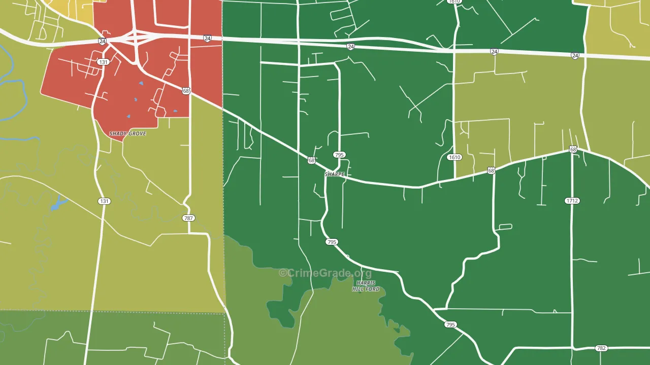 Sharpe, KY Map of Theft Rates