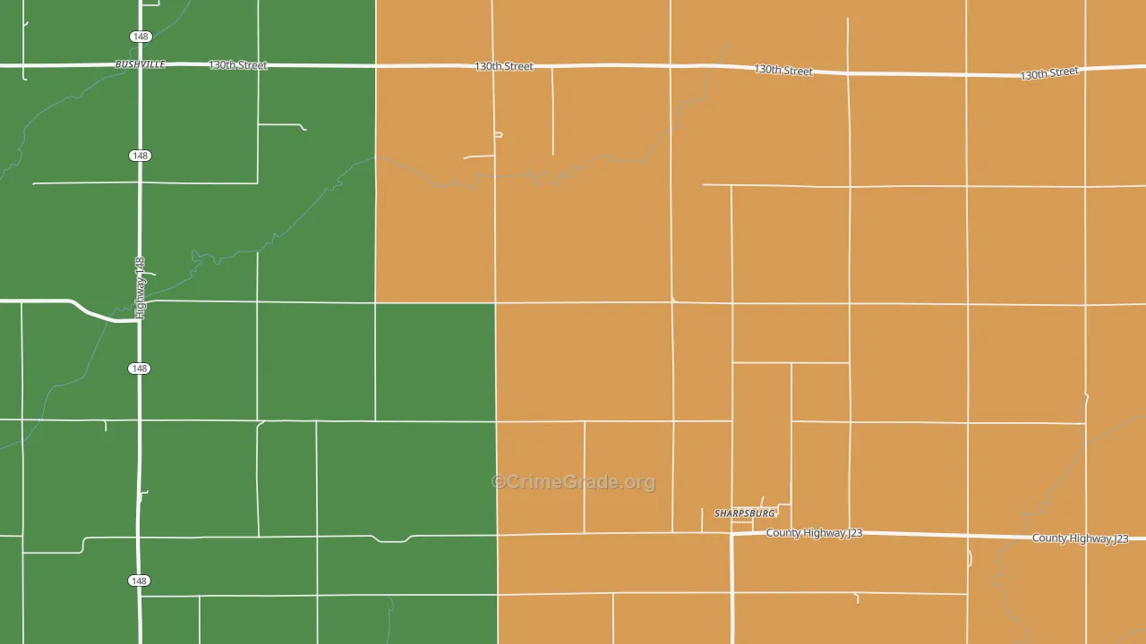 Sharpsburg, IA Map of Theft Rates
