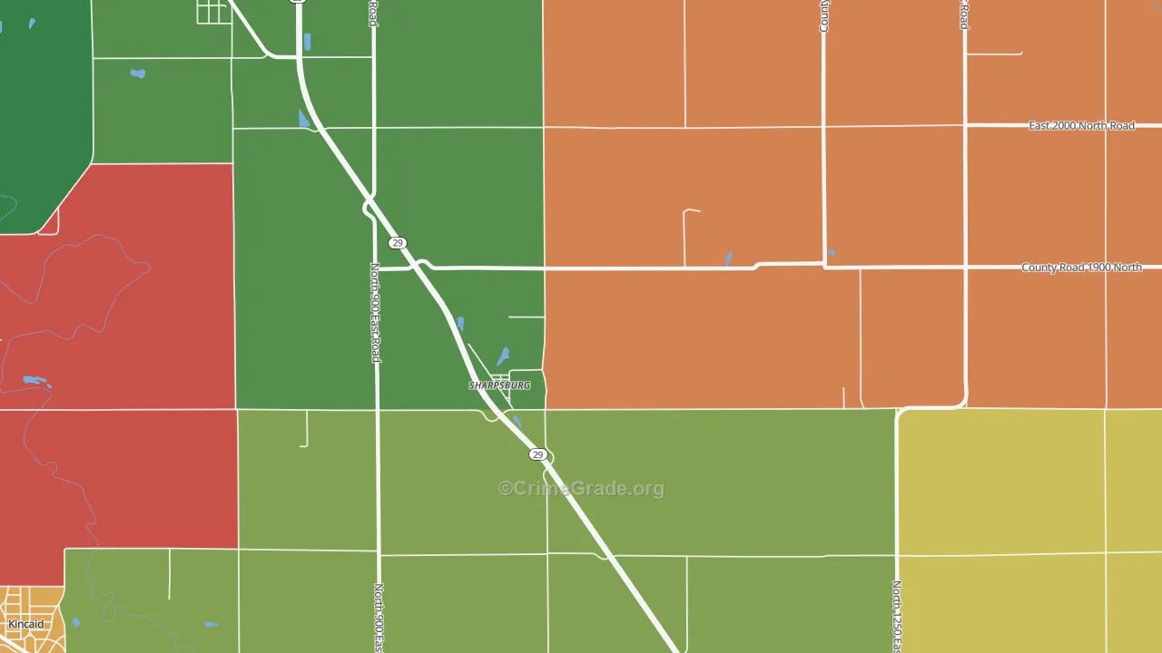 Sharpsburg, IL Map of Theft Rates
