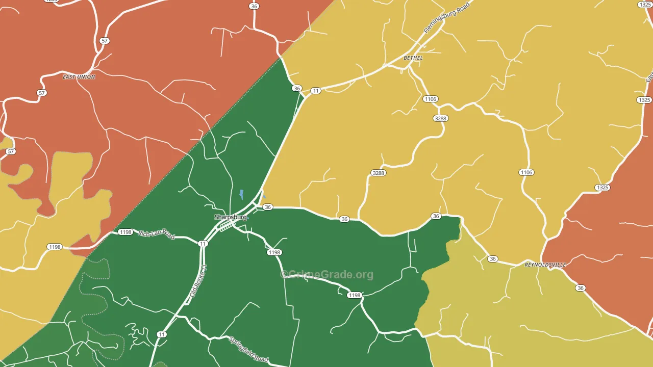 Sharpsburg, KY Map of Theft Rates