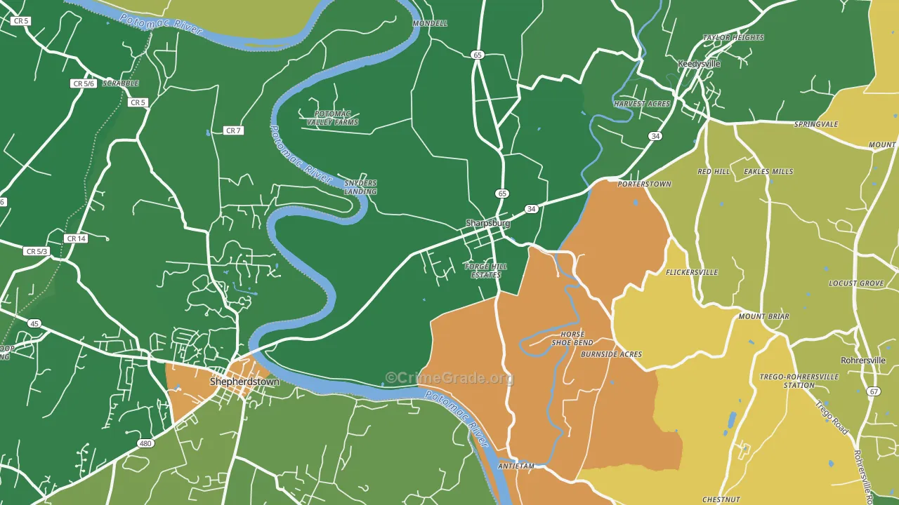 Sharpsburg, MD Map of Theft Rates