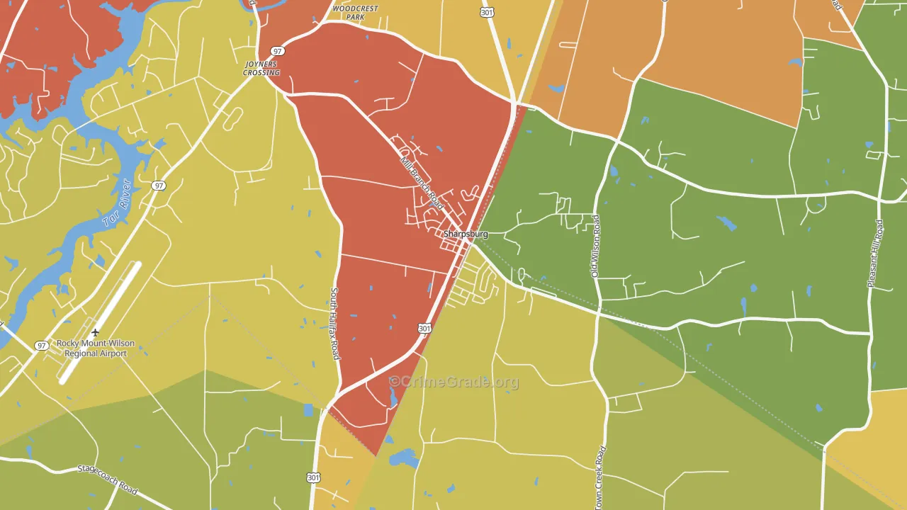 Sharpsburg, NC Map of Theft Rates