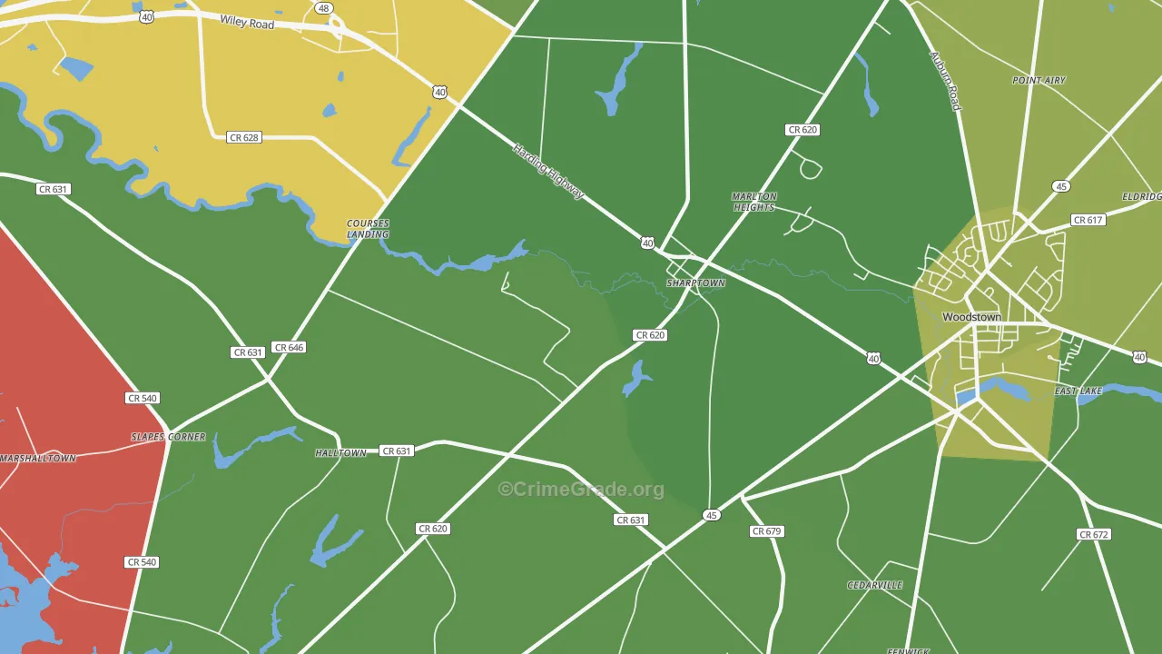 Sharptown, NJ Map of Theft Rates