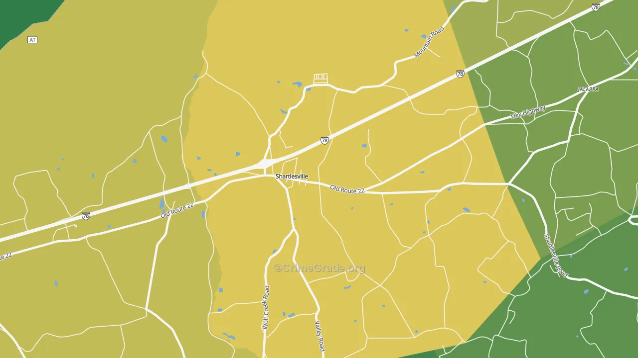 Shartlesville, PA Map of Theft Rates