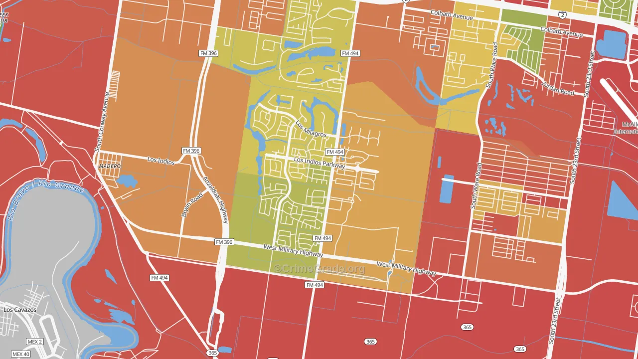 Sharyland Plantation, Mission, TX Map of Theft Rates