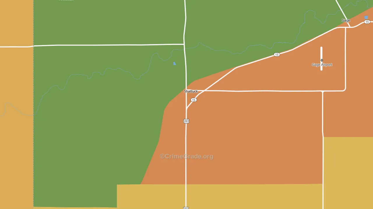 Shattuck, OK Map of Theft Rates