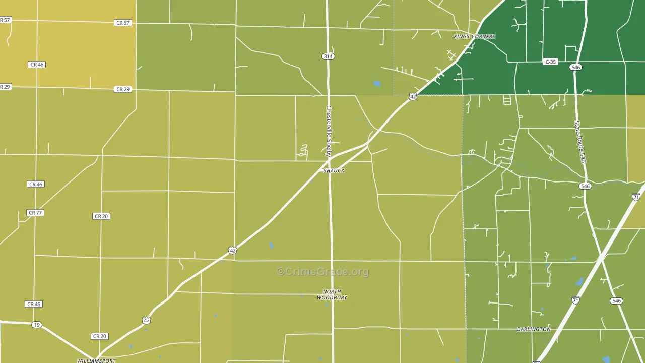 Shauck, OH Map of Theft Rates