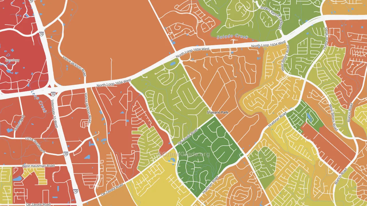 Shavano Park, TX Map of Theft Rates