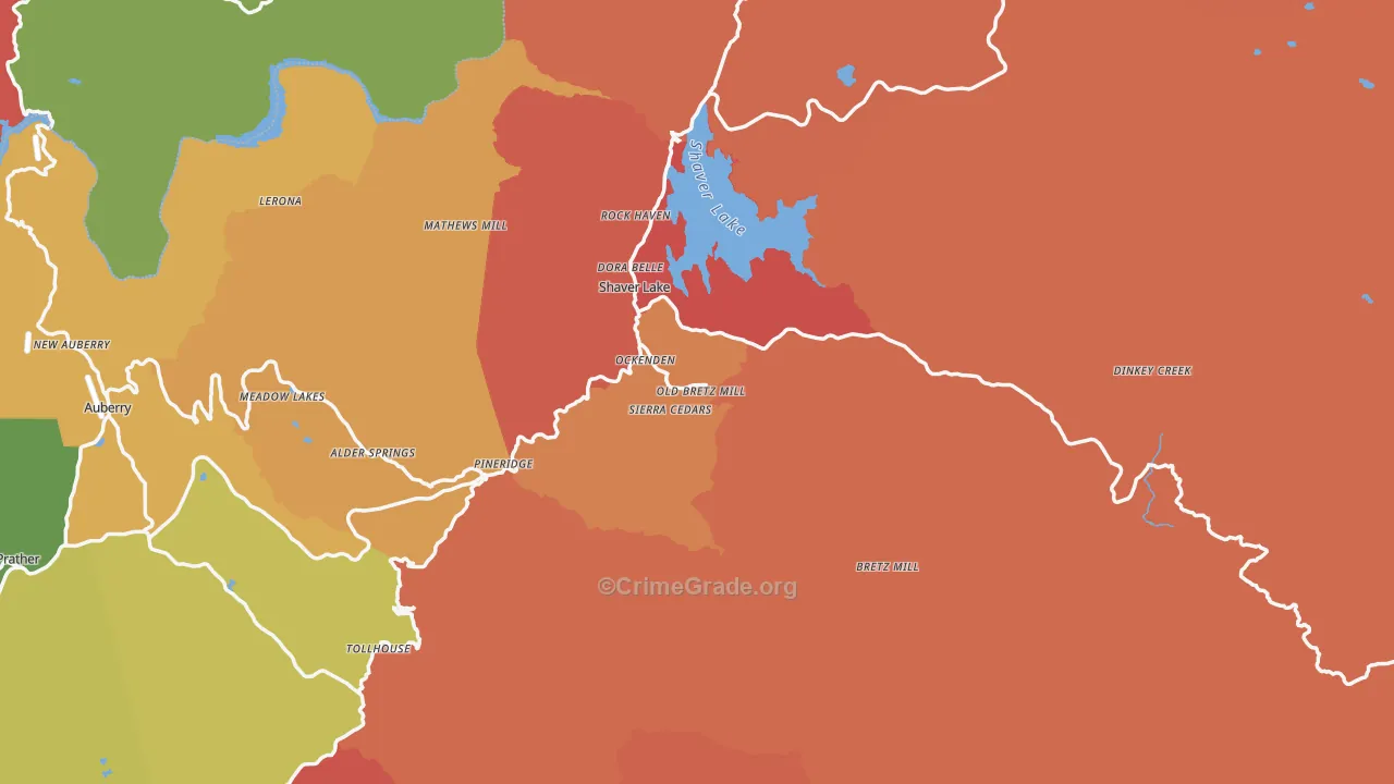 Shaver Lake, CA Map of Theft Rates
