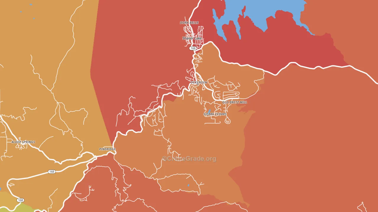 Shaver Lake Heights, CA Map of Theft Rates