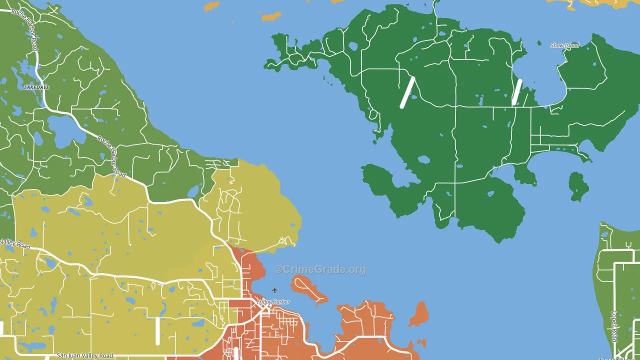 Shaw Island, WA Map of Theft Rates
