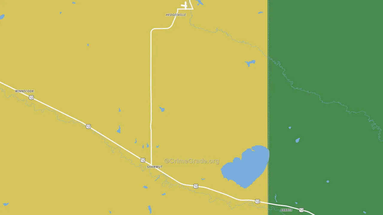 Shawmut, MT Map of Theft Rates