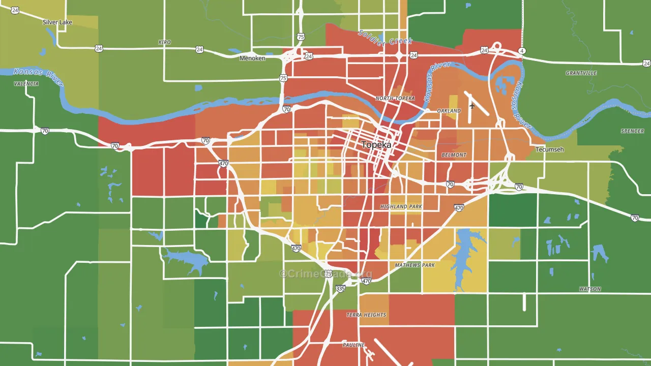 Shawnee County, KS Map of Theft Rates