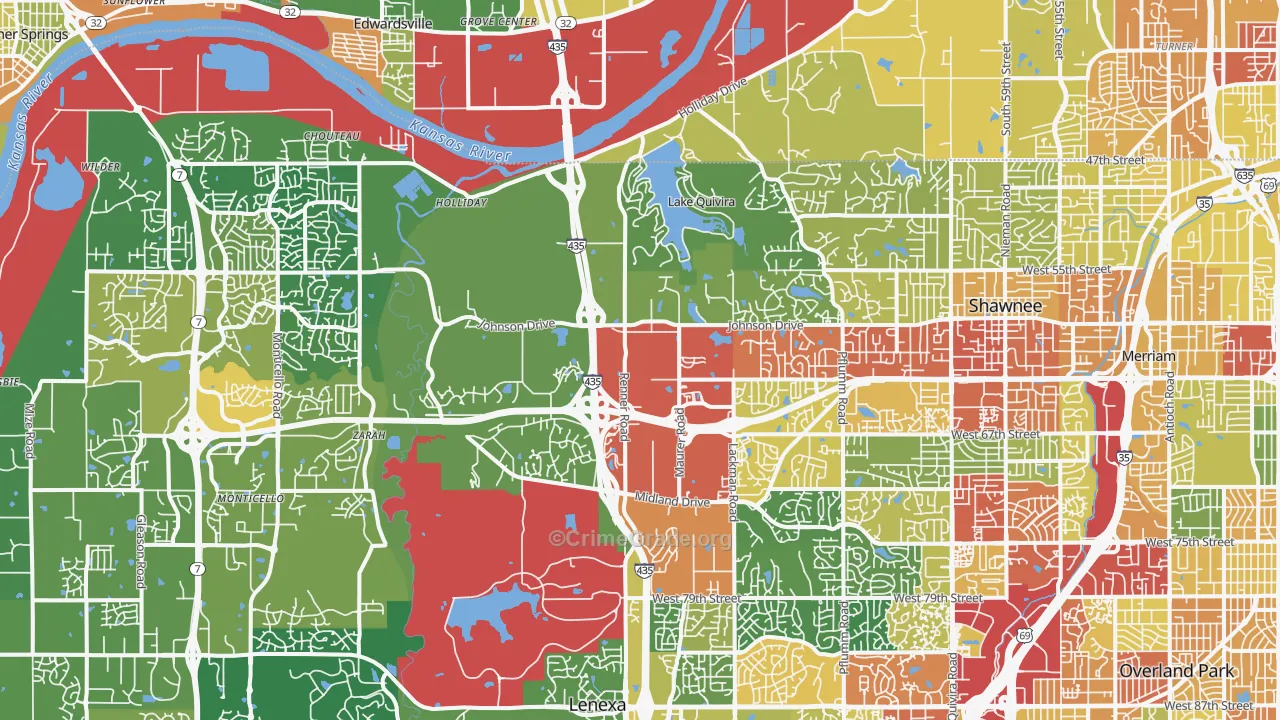 Shawnee, KS Map of Theft Rates