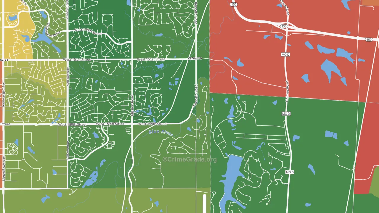 Shawnee Mission, KS Map of Theft Rates