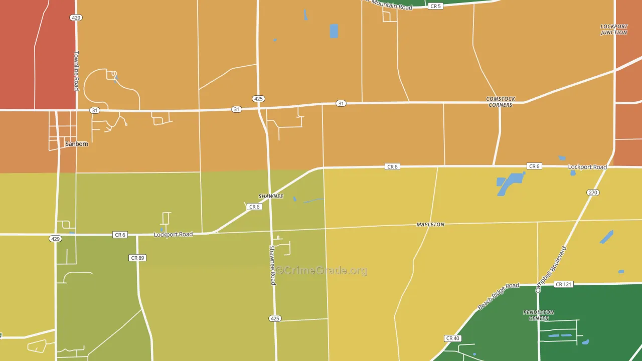 Shawnee, NY Map of Theft Rates