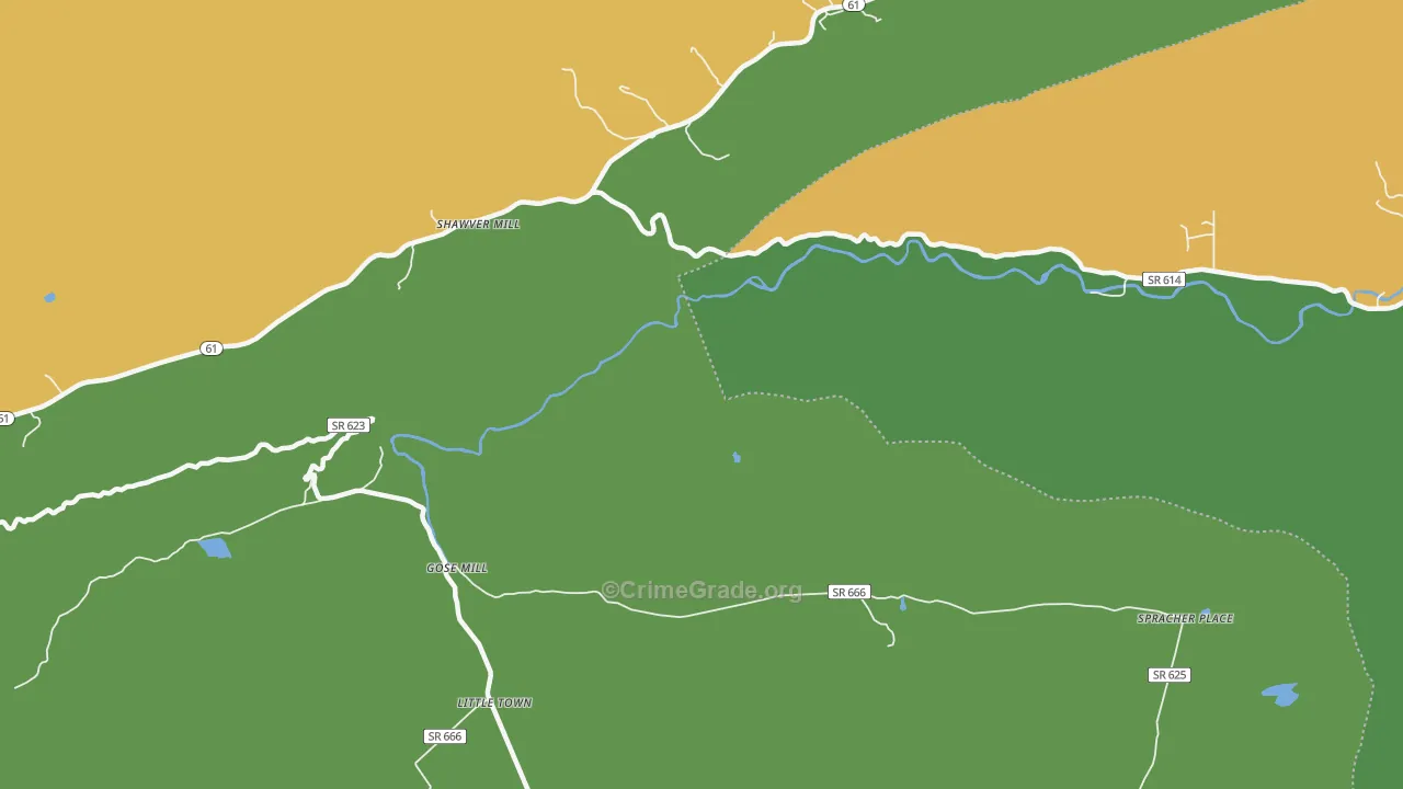 Shawver Mill, VA Map of Theft Rates