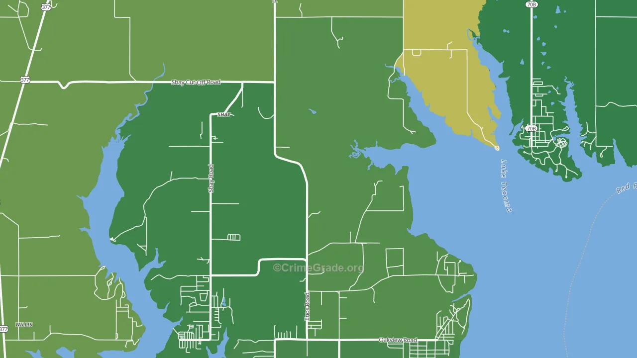 Shay, OK Map of Theft Rates