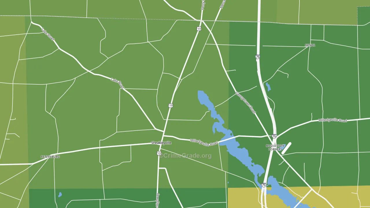 Sheakleyville, PA Map of Theft Rates