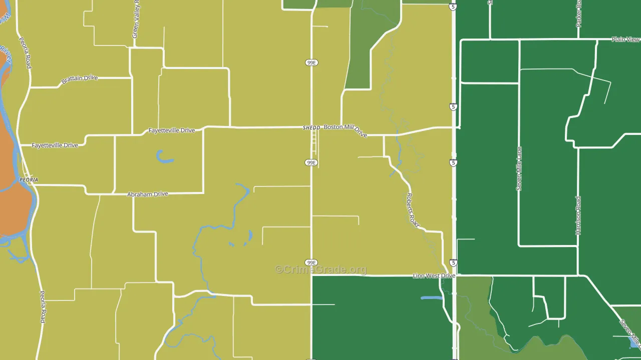 Shedd, OR Map of Theft Rates