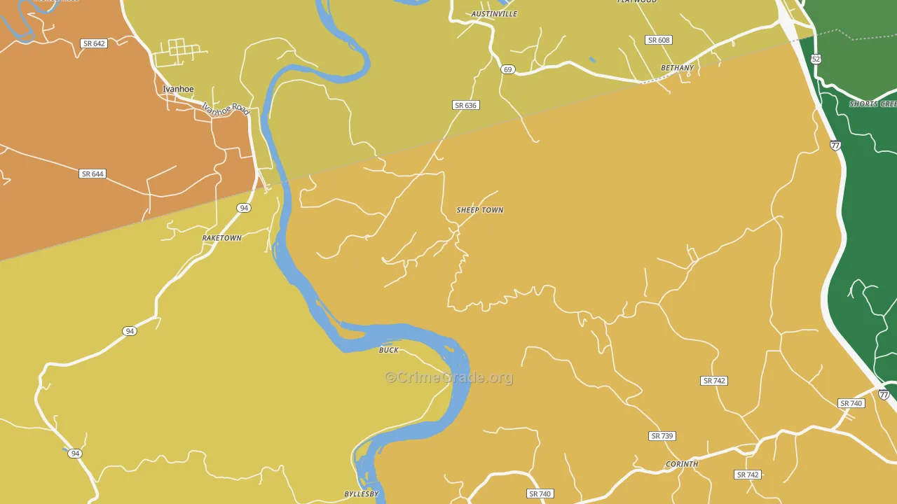 Sheep Town, VA Map of Theft Rates