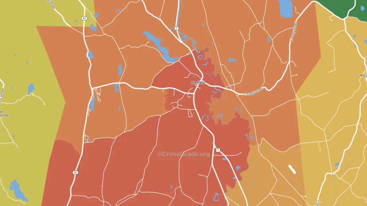 Sheffield, MA Map of Theft Rates