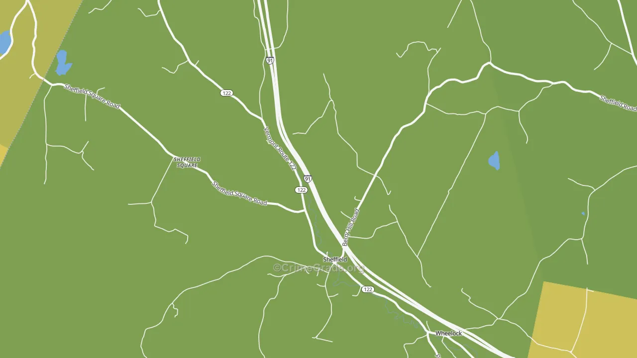 Sheffield, VT Map of Theft Rates