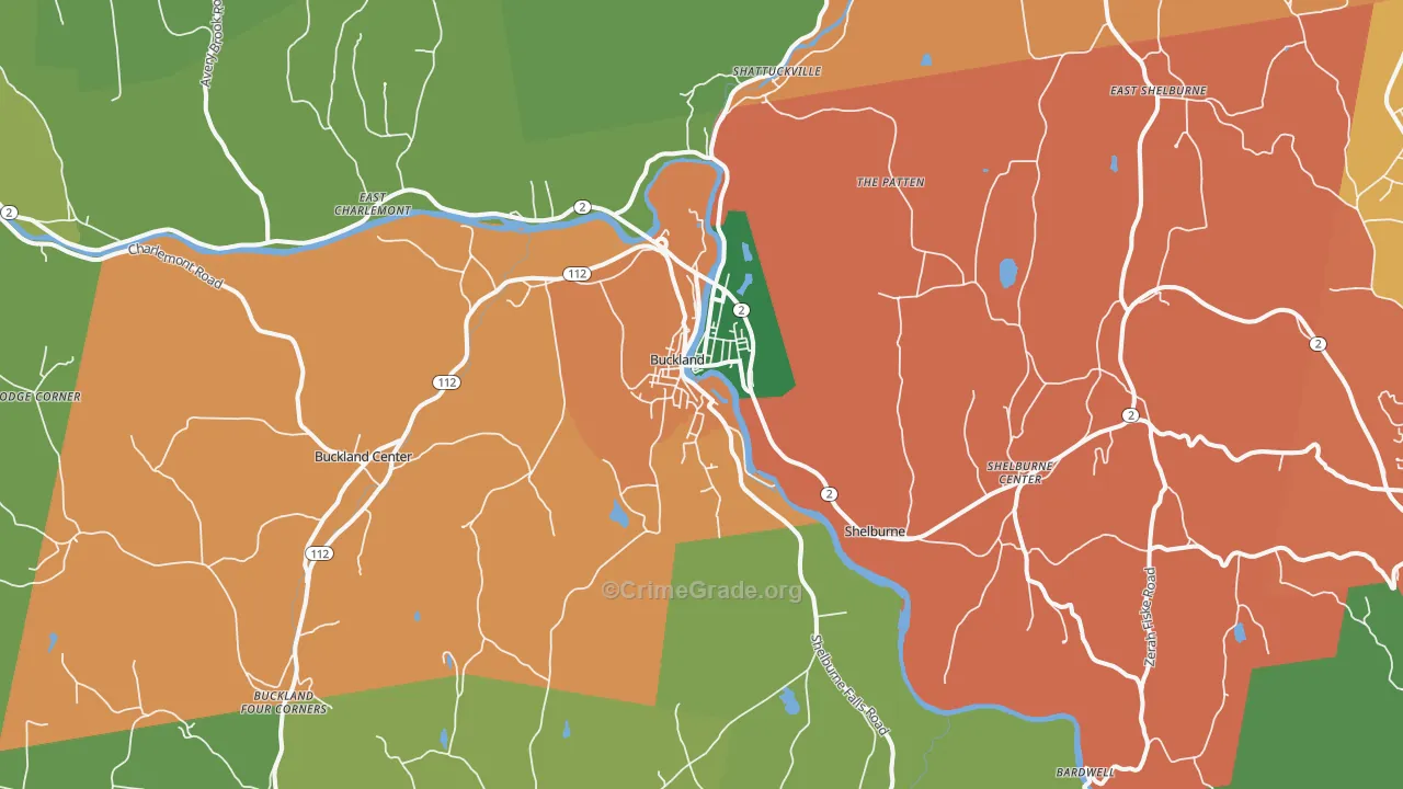 Shelburne Falls, MA Map of Theft Rates