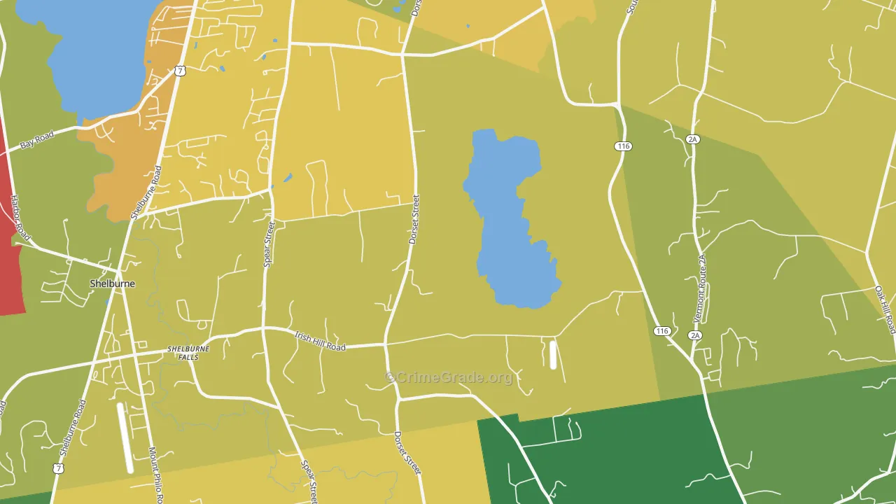 Shelburne Falls, VT Map of Theft Rates
