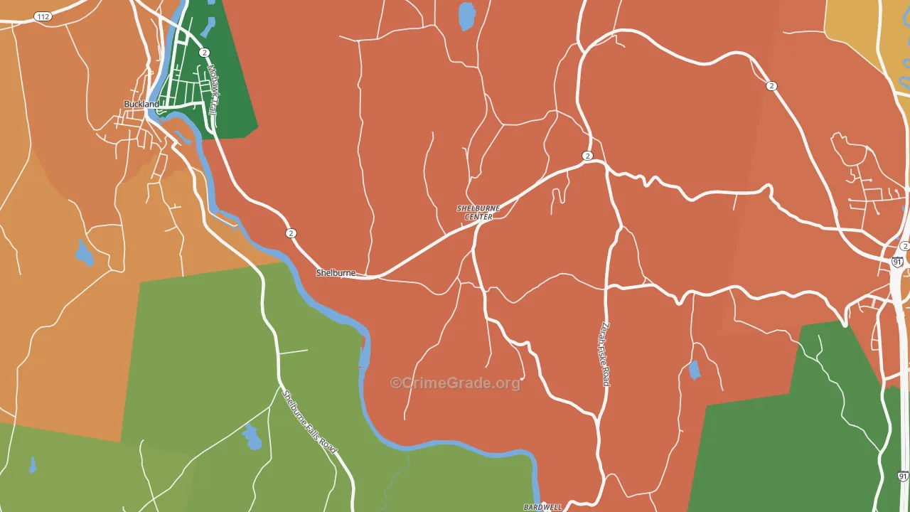 Shelburne, MA Map of Theft Rates