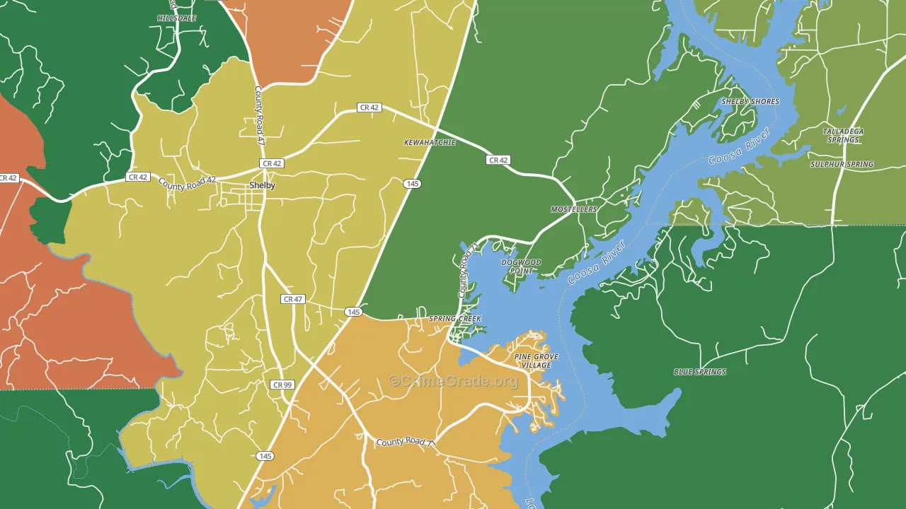 Shelby, AL Map of Theft Rates