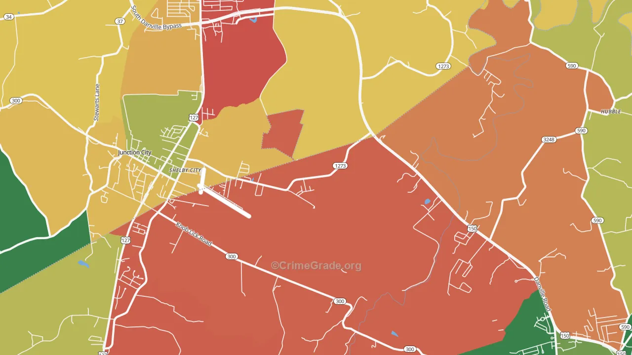 Shelby City, KY Map of Theft Rates