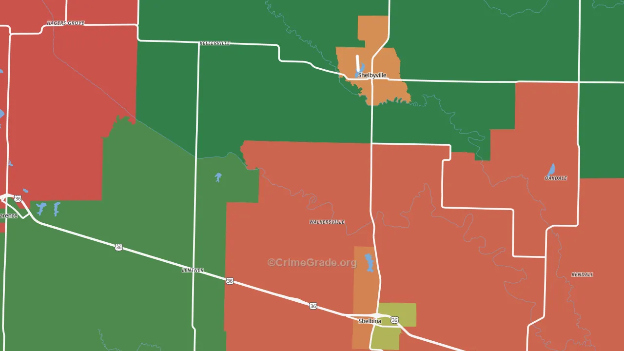 Shelby County, MO Map of Theft Rates