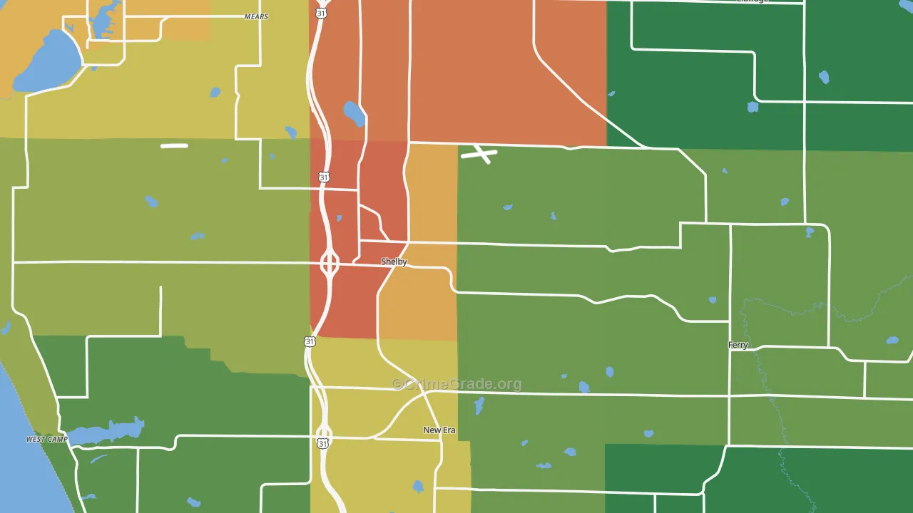 Shelby, MI Map of Theft Rates
