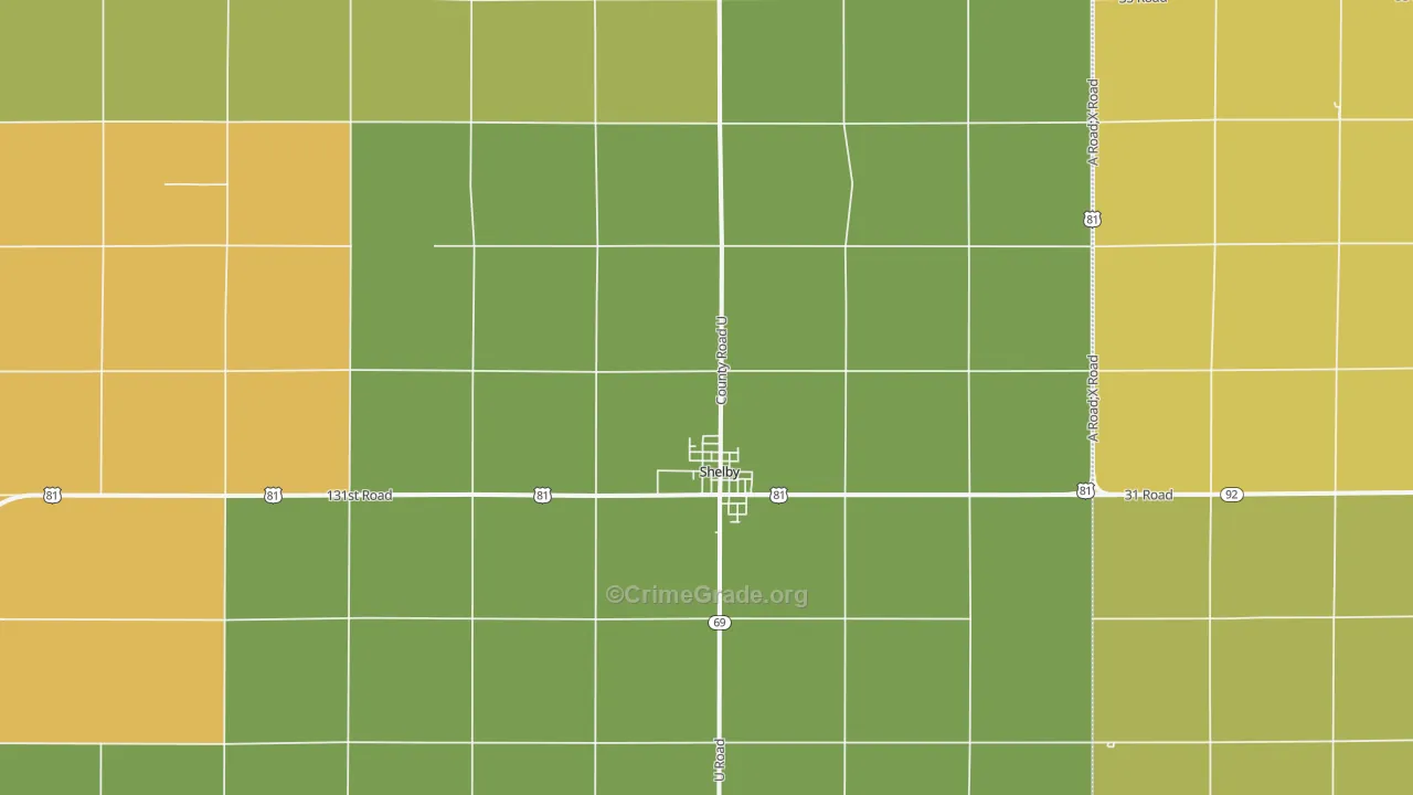 Shelby, NE Map of Theft Rates