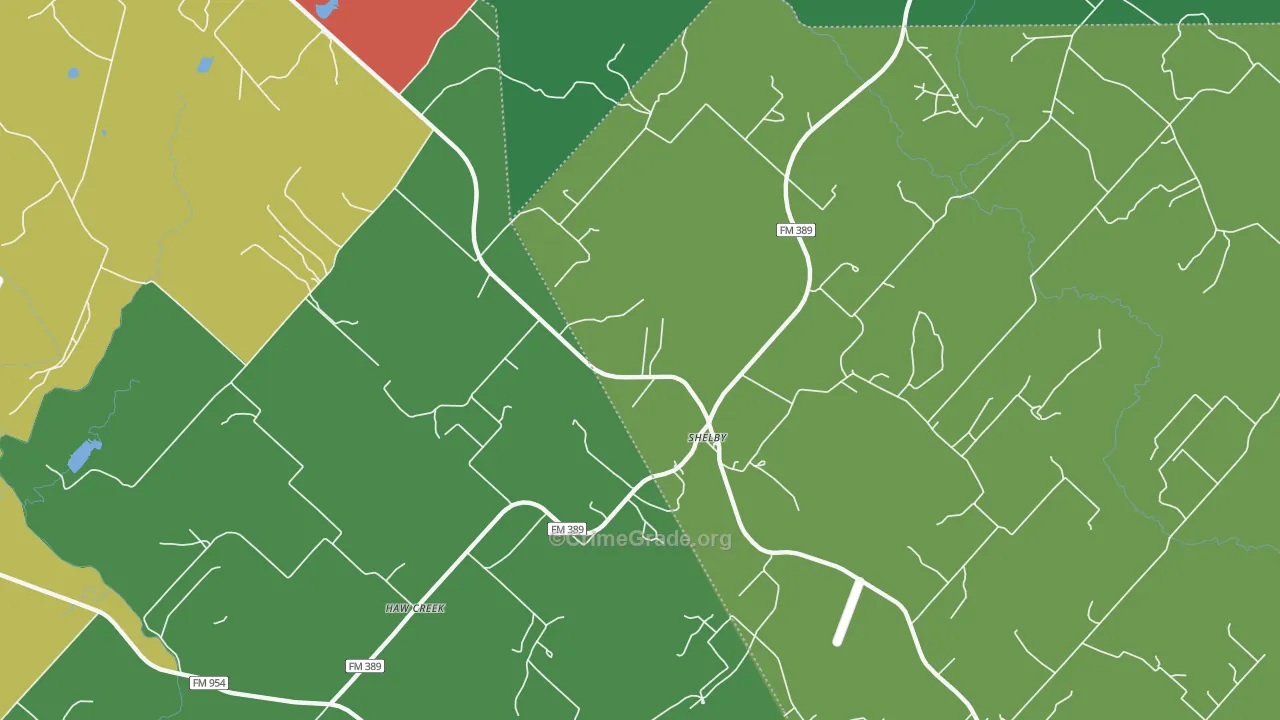 Shelby, TX Map of Theft Rates