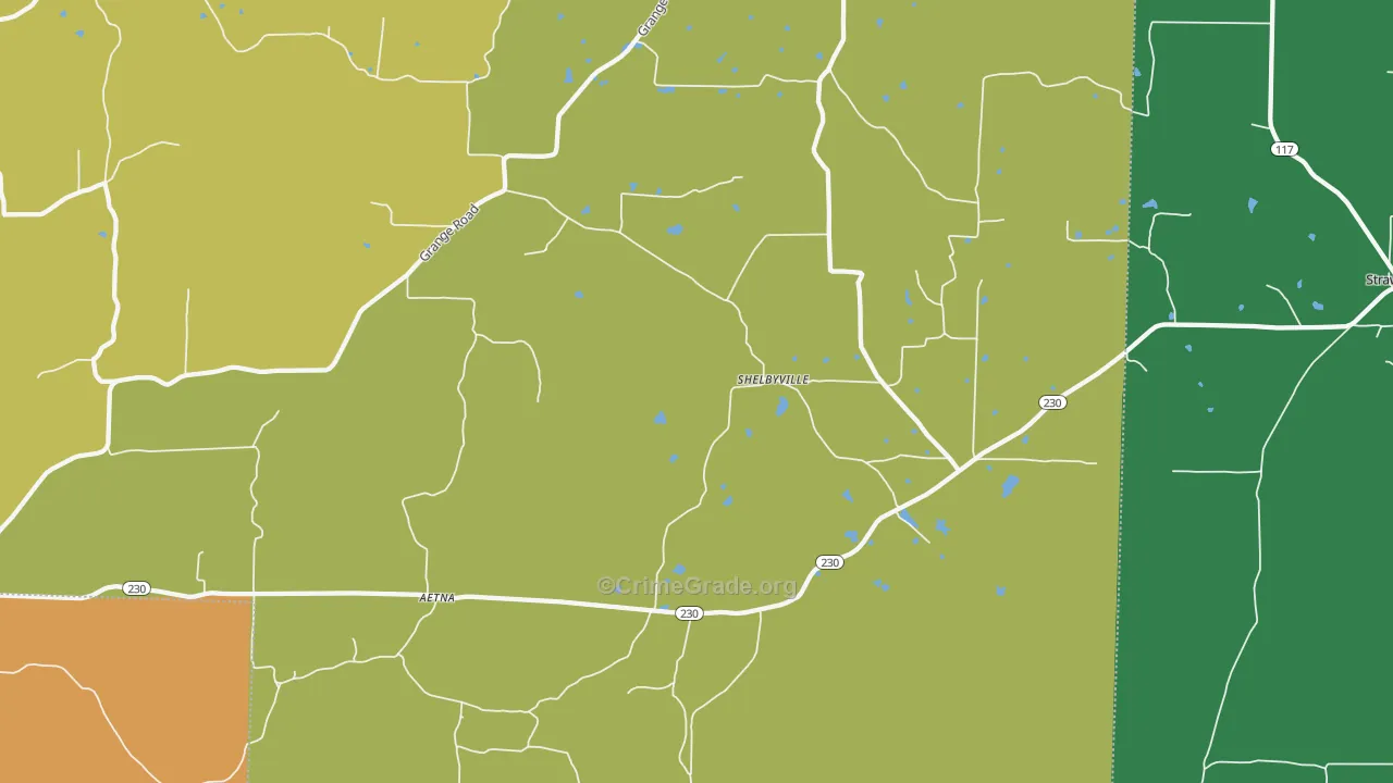 Shelbyville, AR Map of Theft Rates