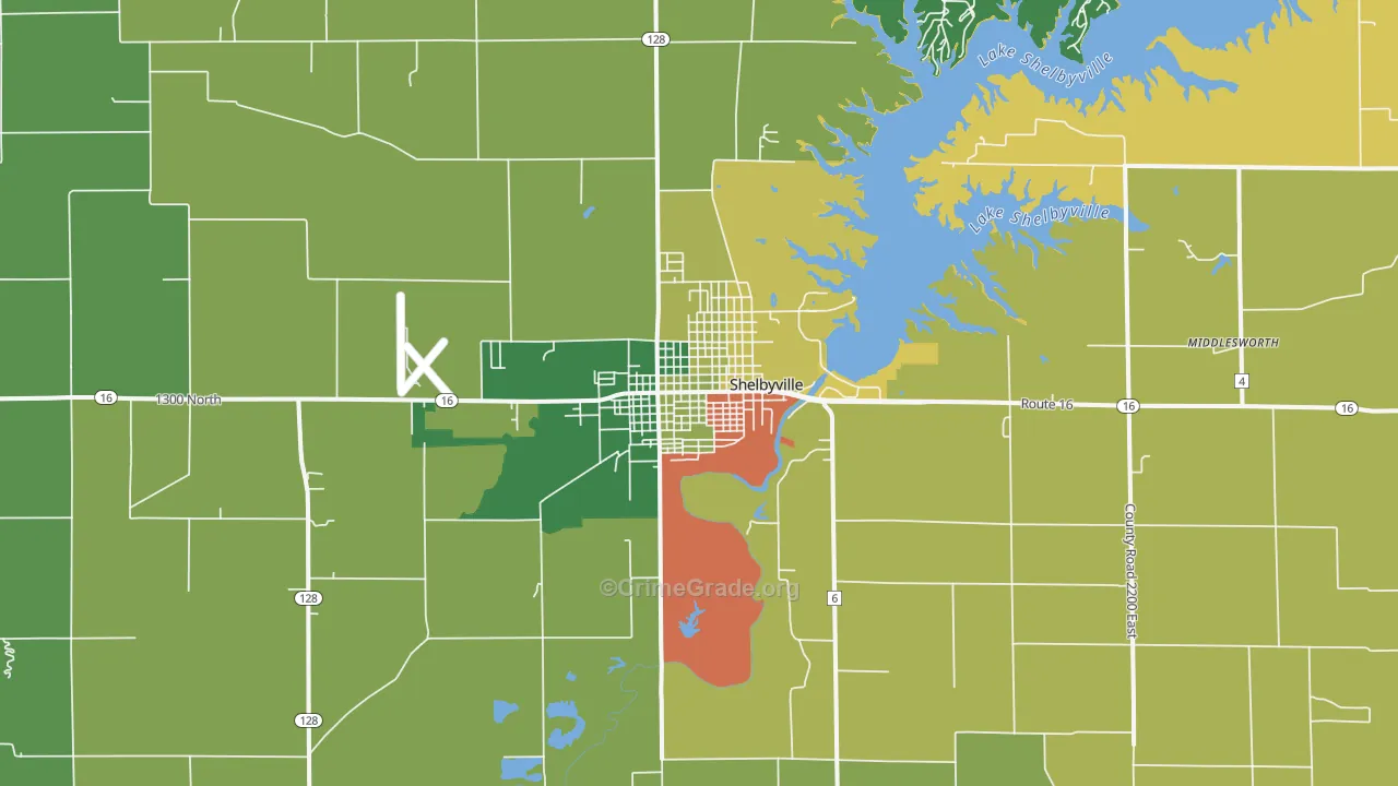 Shelbyville, IL Map of Theft Rates