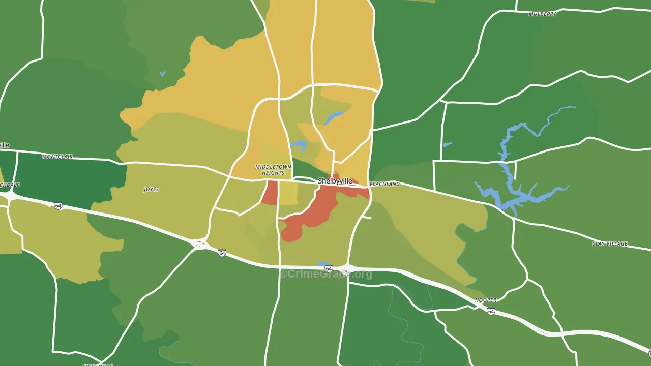 Shelbyville, KY Map of Theft Rates