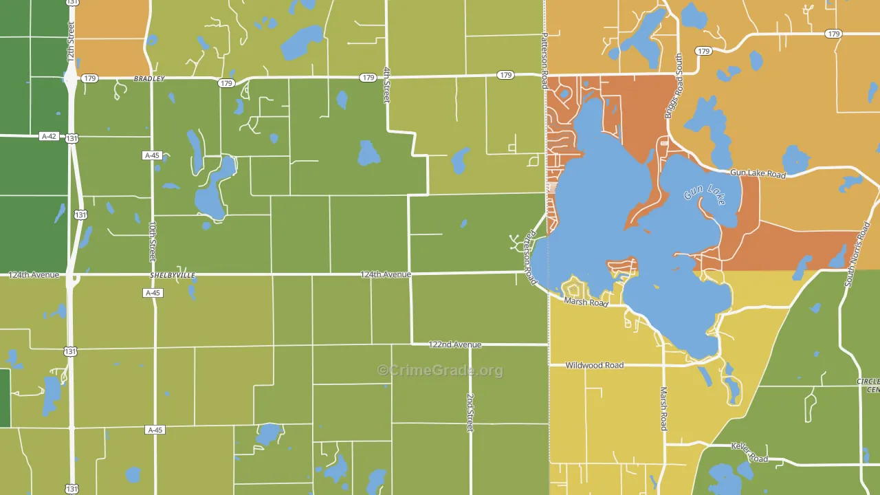 Shelbyville, MI Map of Theft Rates