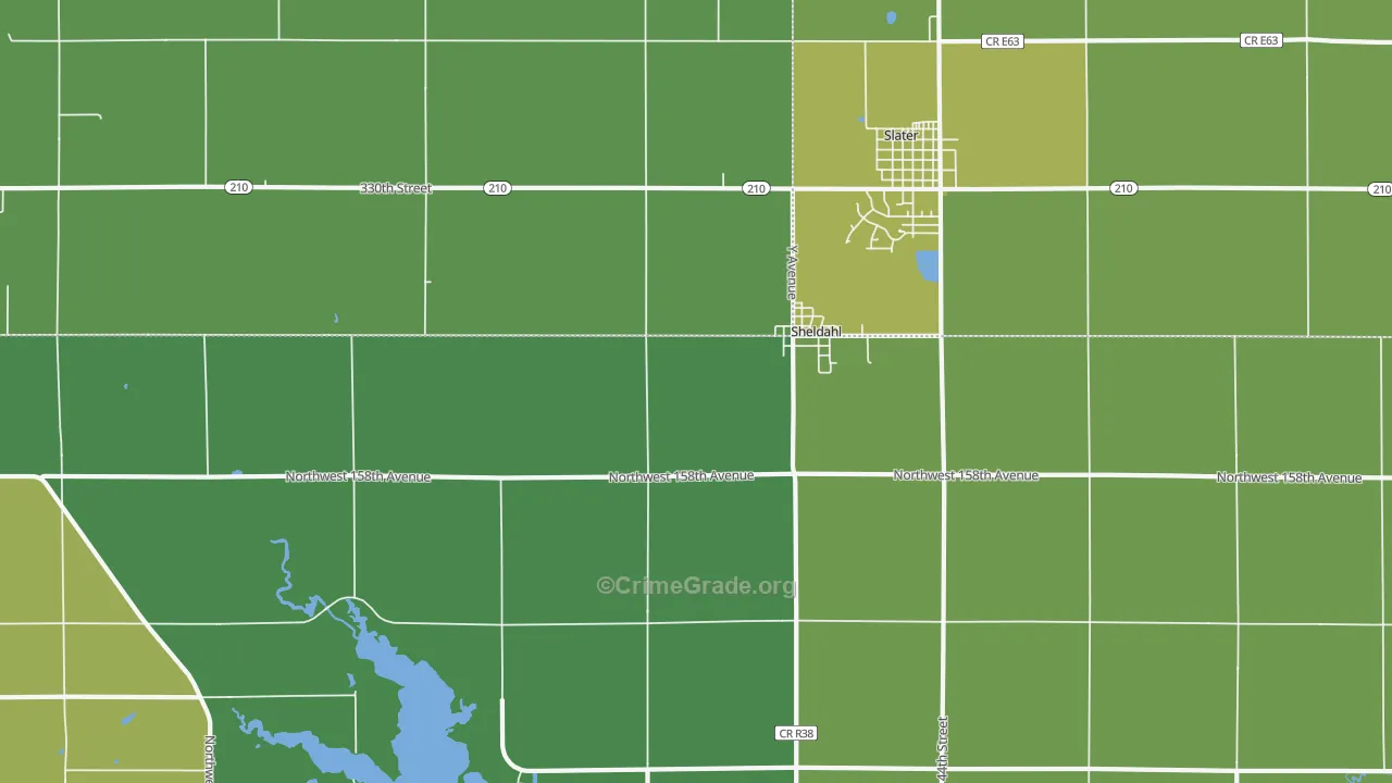 Sheldahl, IA Map of Theft Rates