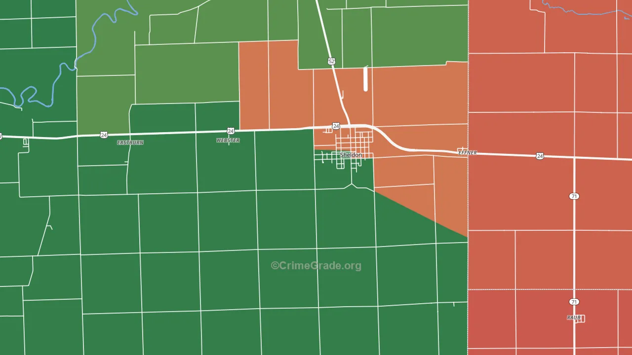 Sheldon, IL Map of Theft Rates